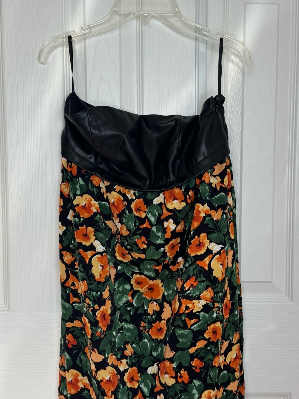 Anthropologie X Mare Mare Faux Leather Maxi Dress Floral New Size XS Strapless - Picture 4 of 16